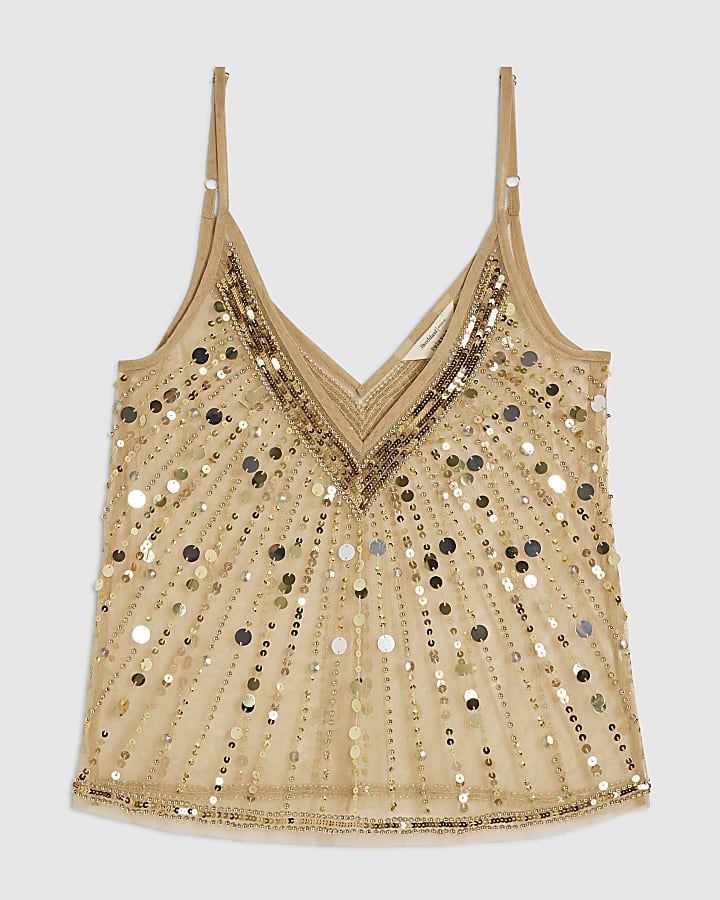 Gold Mesh Sequin Cami Top
