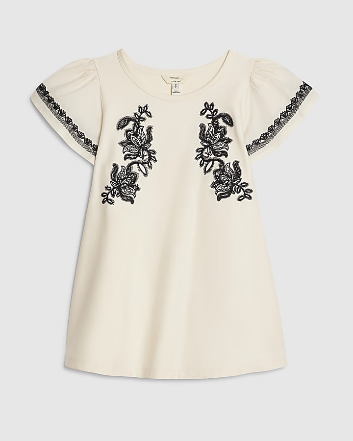 Cream Cotton Poplin Applique Blouse