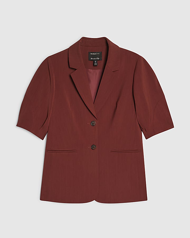 Red Short Sleeve Tailored Blazer