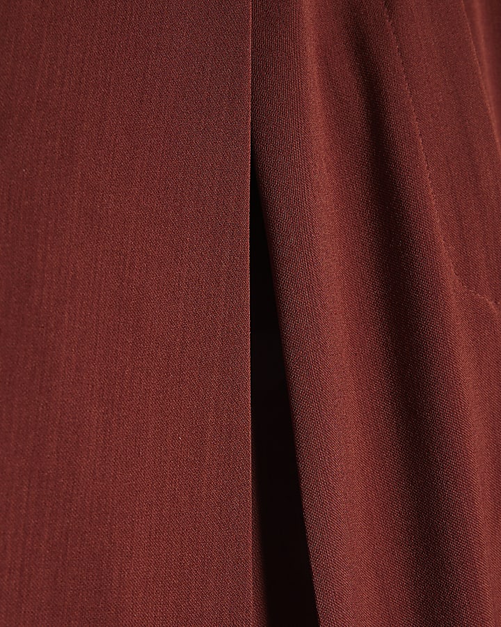 Red Belted Barrel Leg Trousers