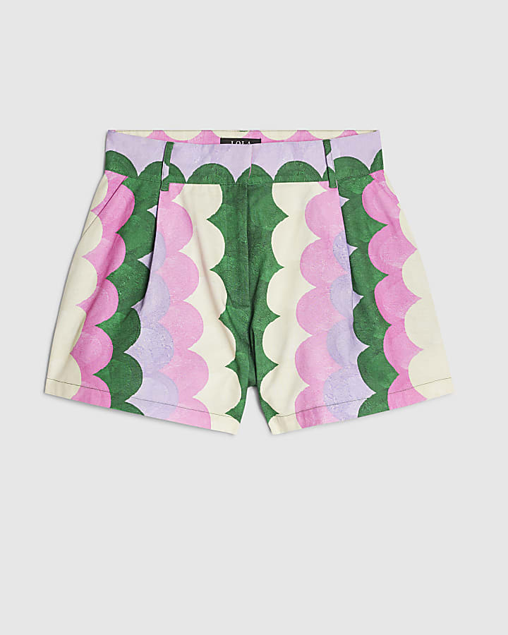 Green Printed Shorts