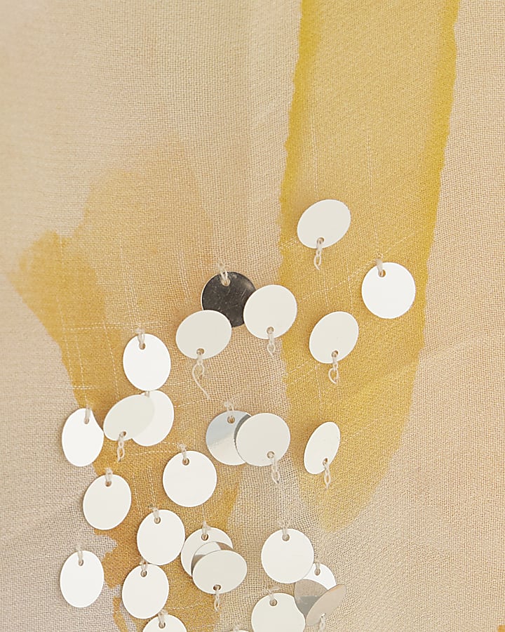 Cream Blur Print Tiered Cami Top