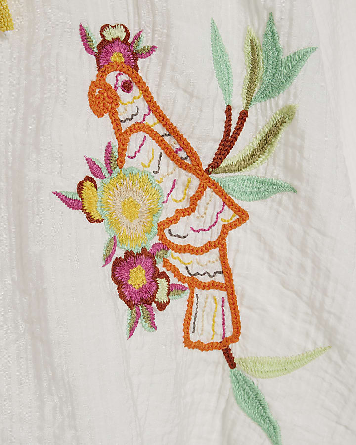 White Cotton blend Parrot Boutique Blouse