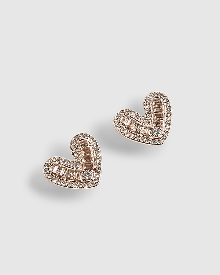 Rose Gold Diamond Simulant Stud Earrings