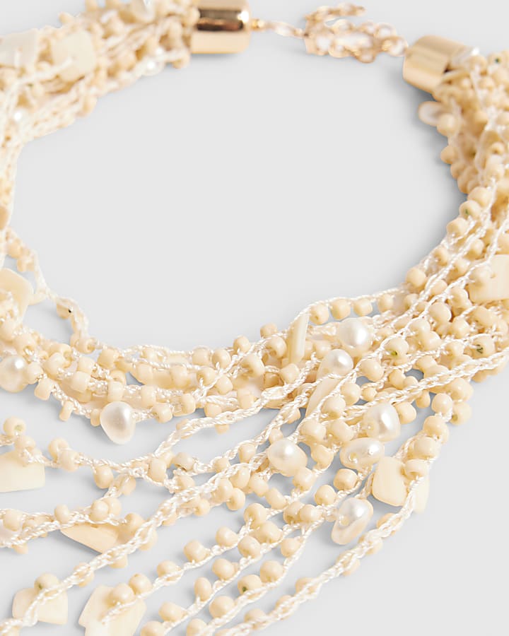 Cream pearl layered necklace