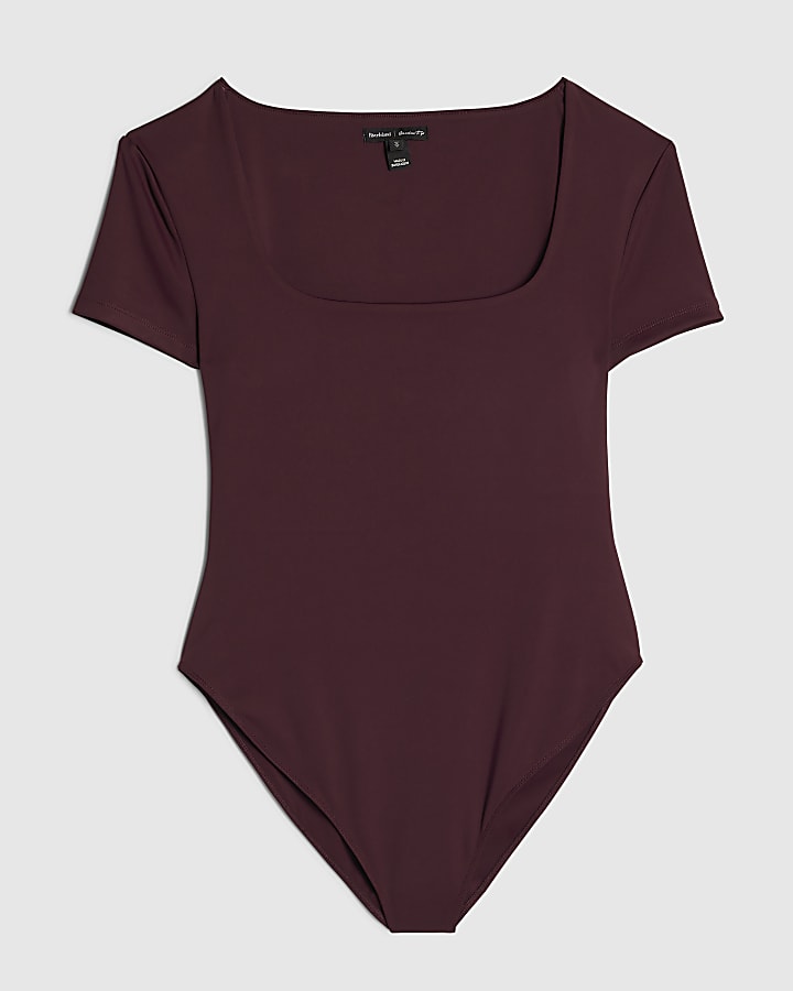 Purple Short Sleeve Scoop Neck Bodysuit