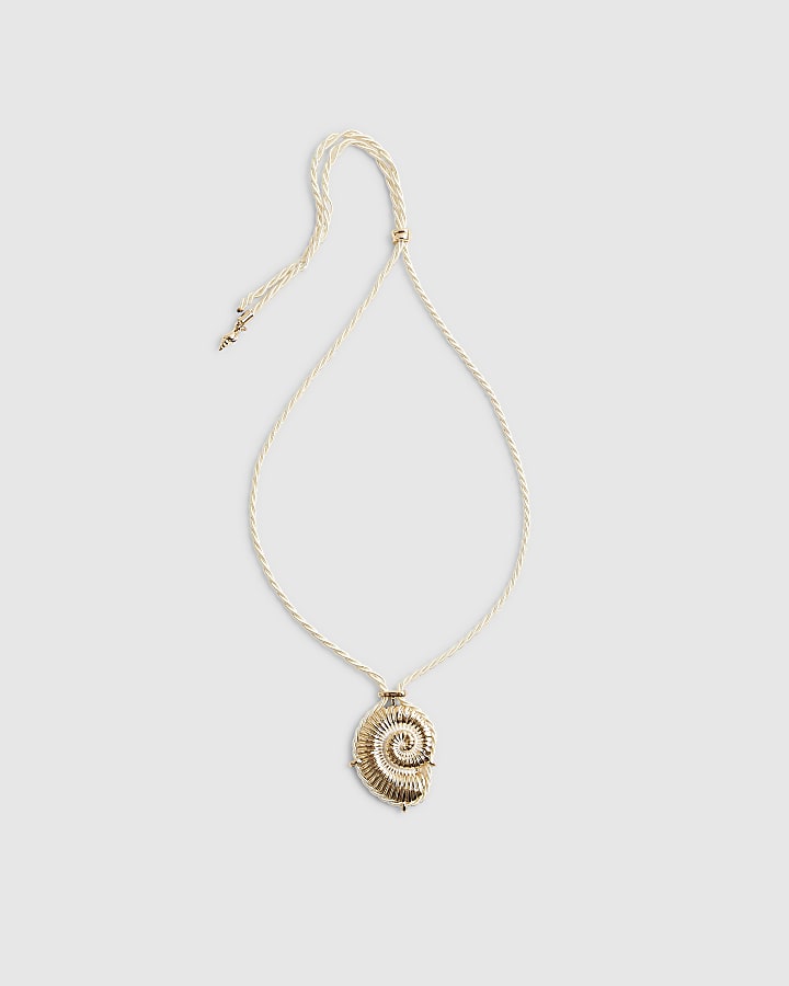 Cream Cord Ammonite Shell Necklace