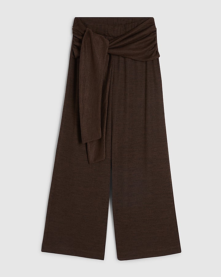 Petite Brown Tie Waist Trousers
