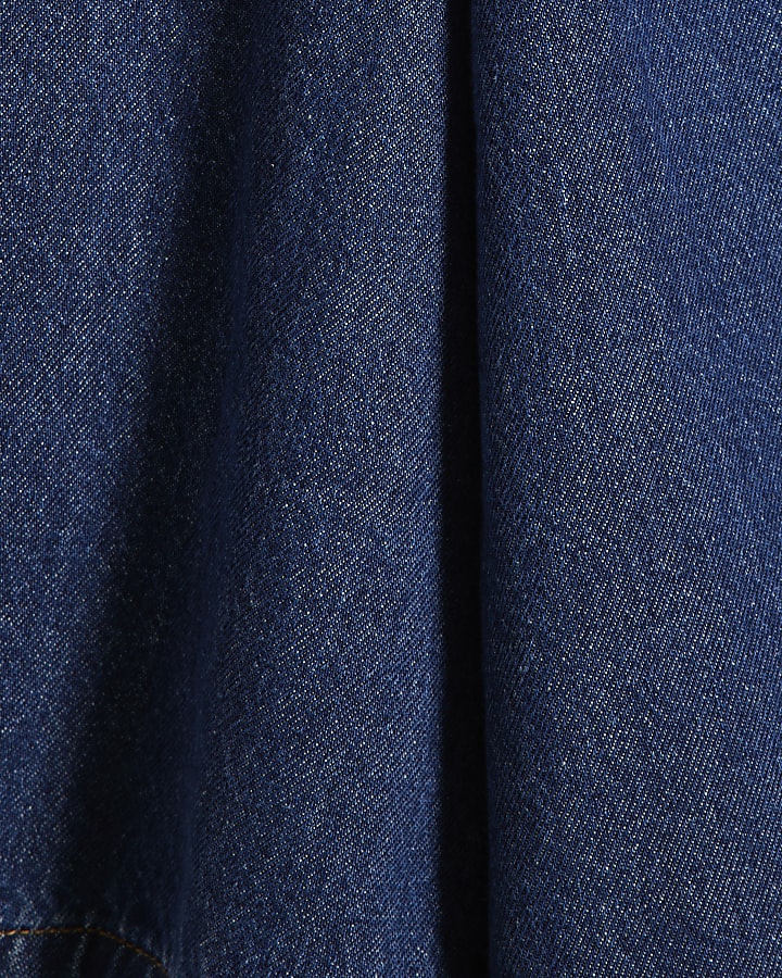 Blue Denim Puff Sleeve Mini Dress