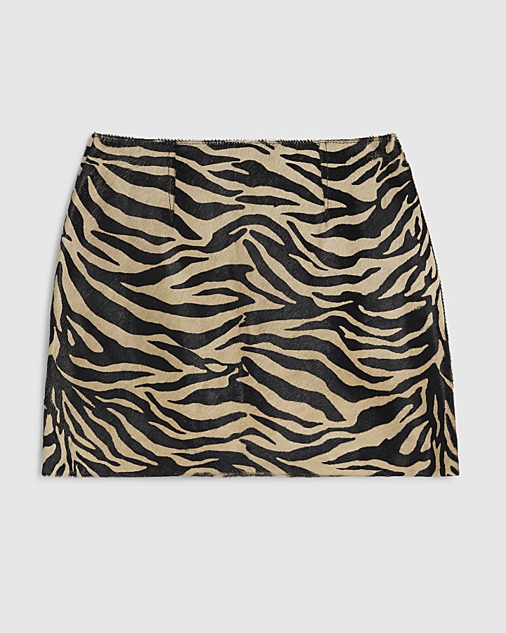 Black RI Studio Hair On Leather Mini Skirt