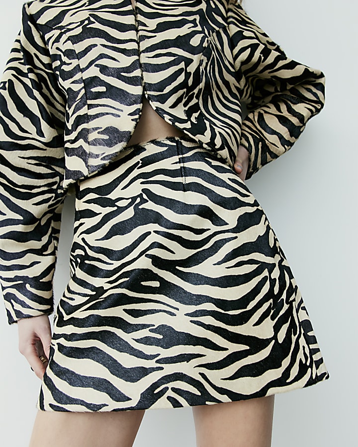 Black RI Studio Hair On Leather Mini Skirt