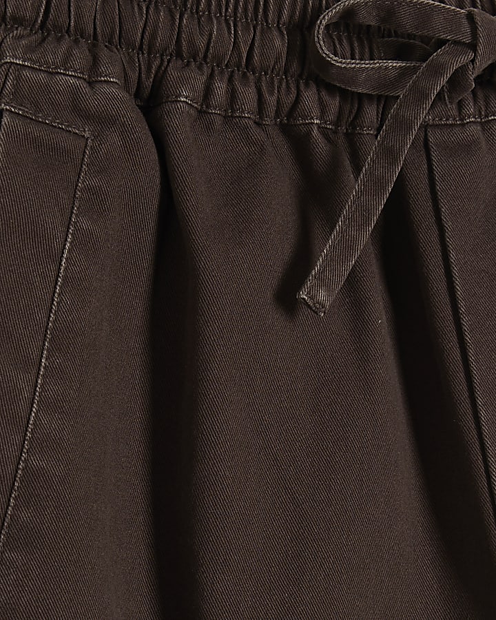 Brown Elasticated Tapered Denim Trousers