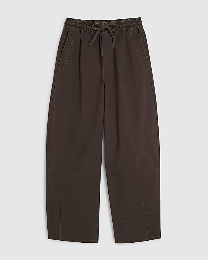 Brown Elasticated Tapered Denim Trousers