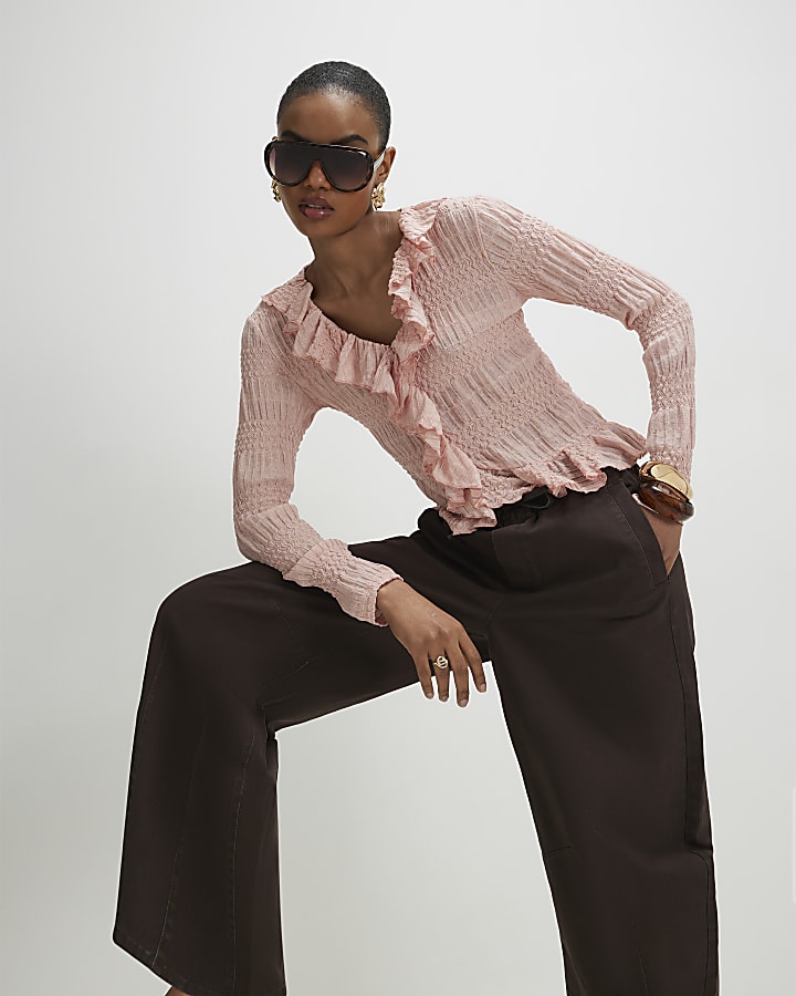 Brown Elasticated Tapered Denim Trousers