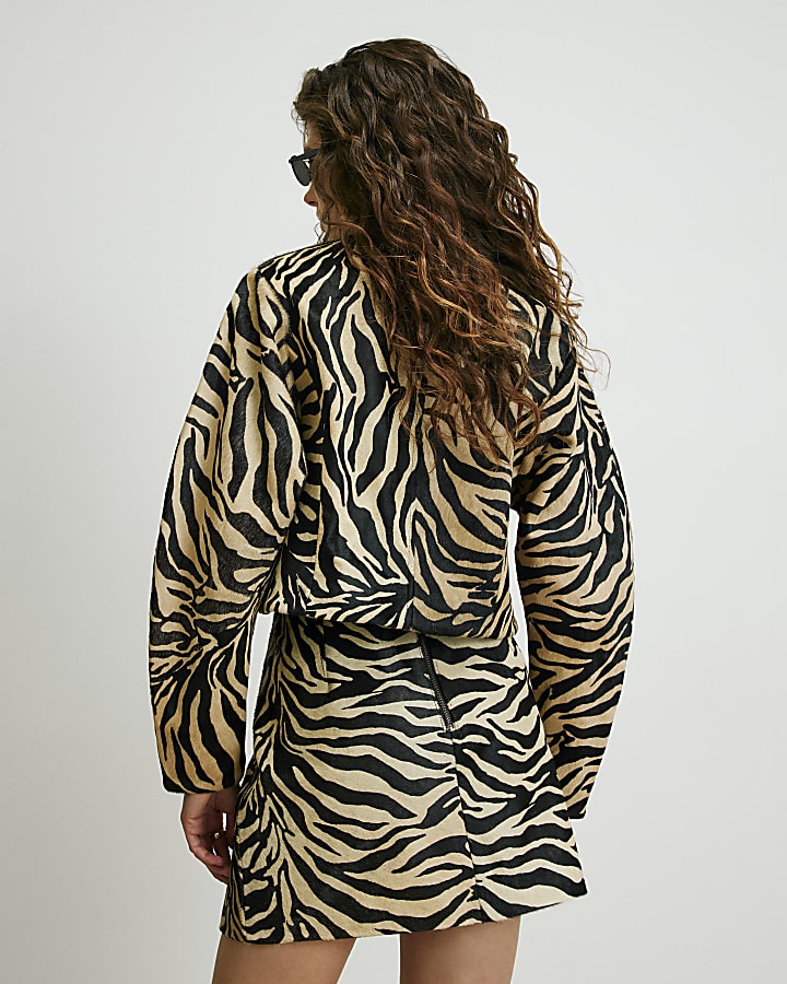 Black RI Studio Zebra Hair on Leather Jacket