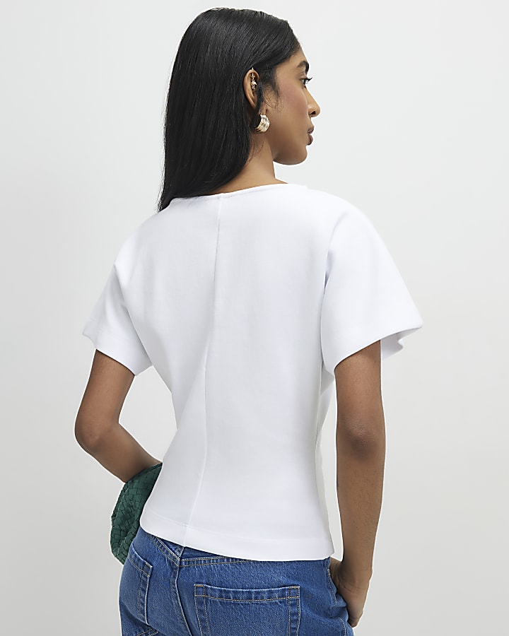 White Twist Front Top