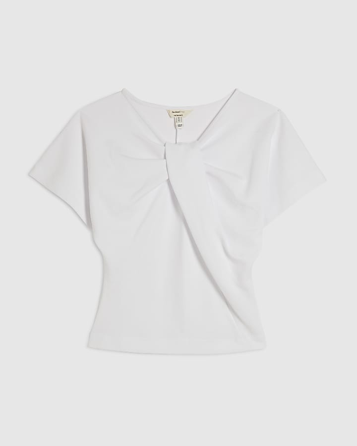 White Twist Front Top