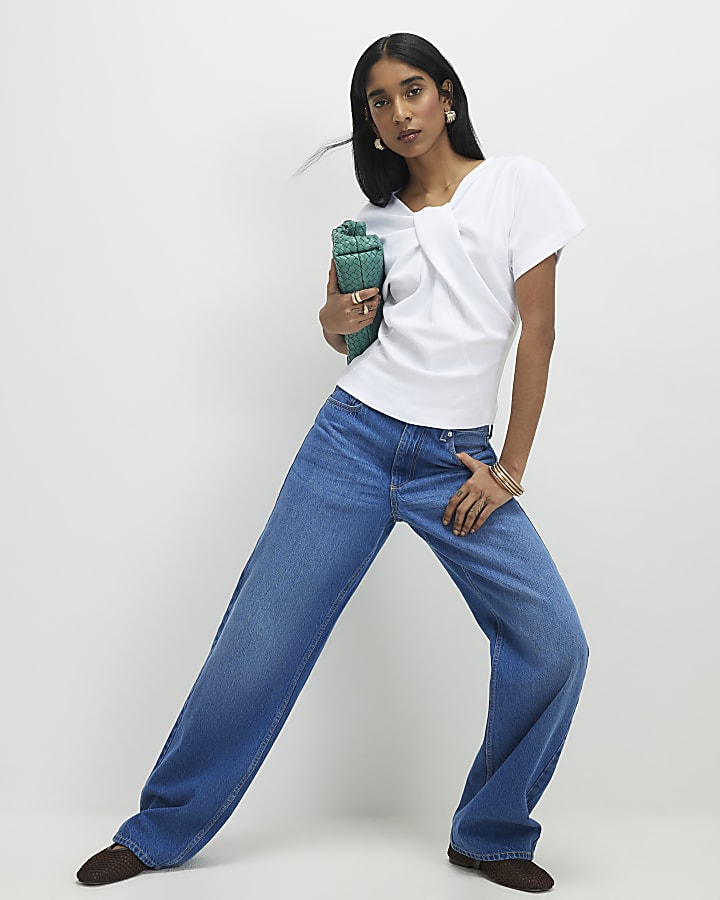 White Twist Front Top