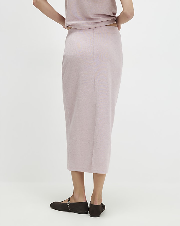 Pink Metallic Midi Skirt