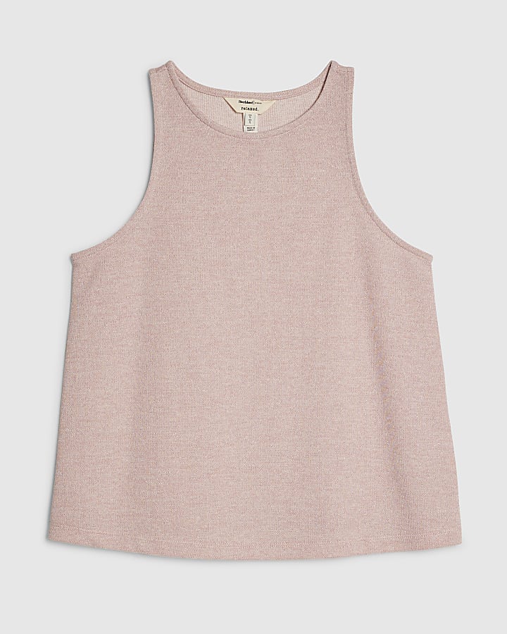 Pink Sleeveless Metallic vest Top