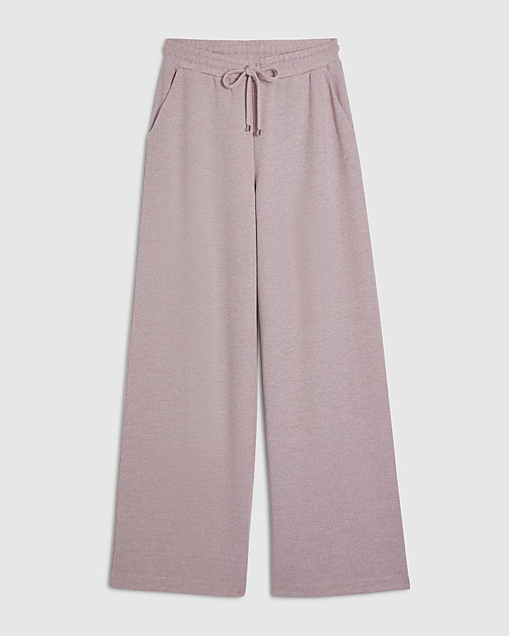Pink Metallic Wide Leg Trousers