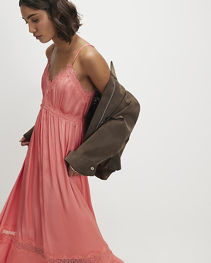 Pink Lace Slip Dress