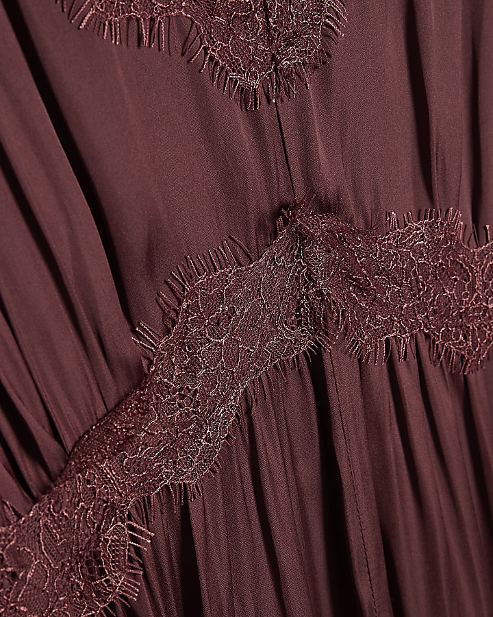 Red Lace Detail Slip Dress