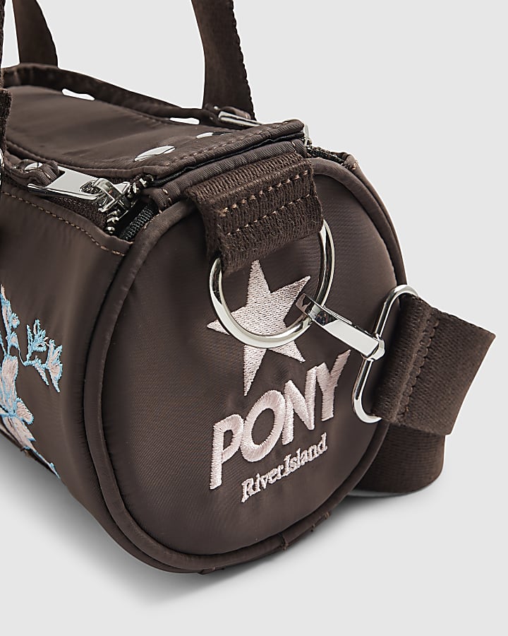 Brown Nylon Barrel Bag