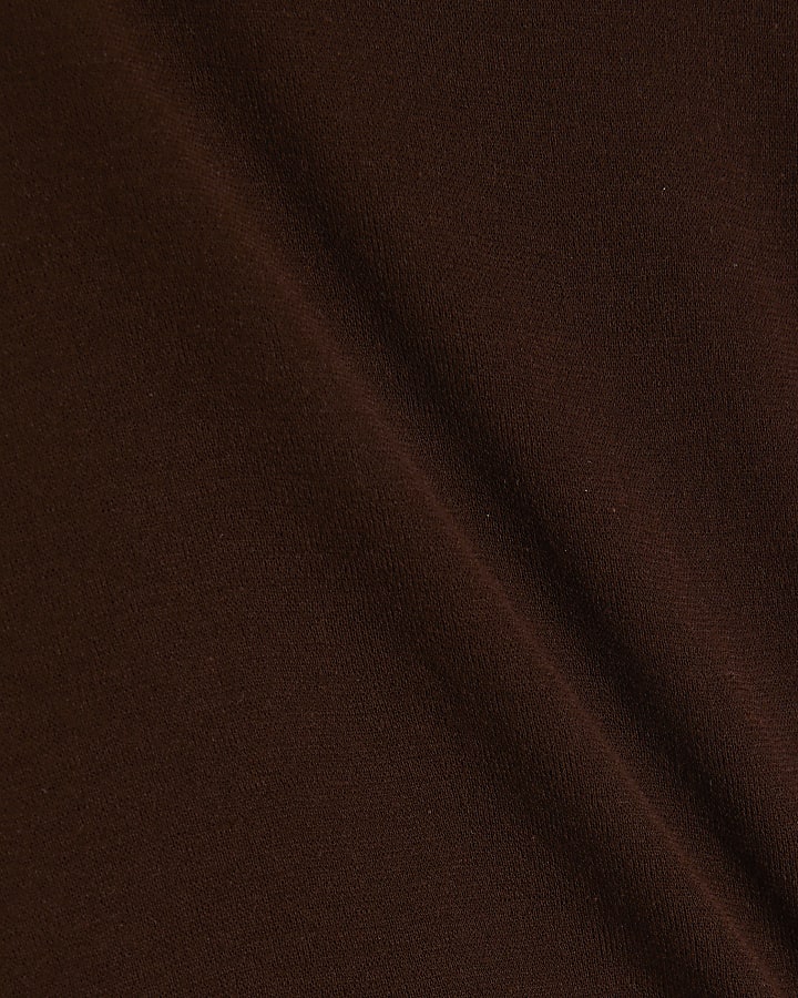 Brown Long Sleeve Semi Sheer Top