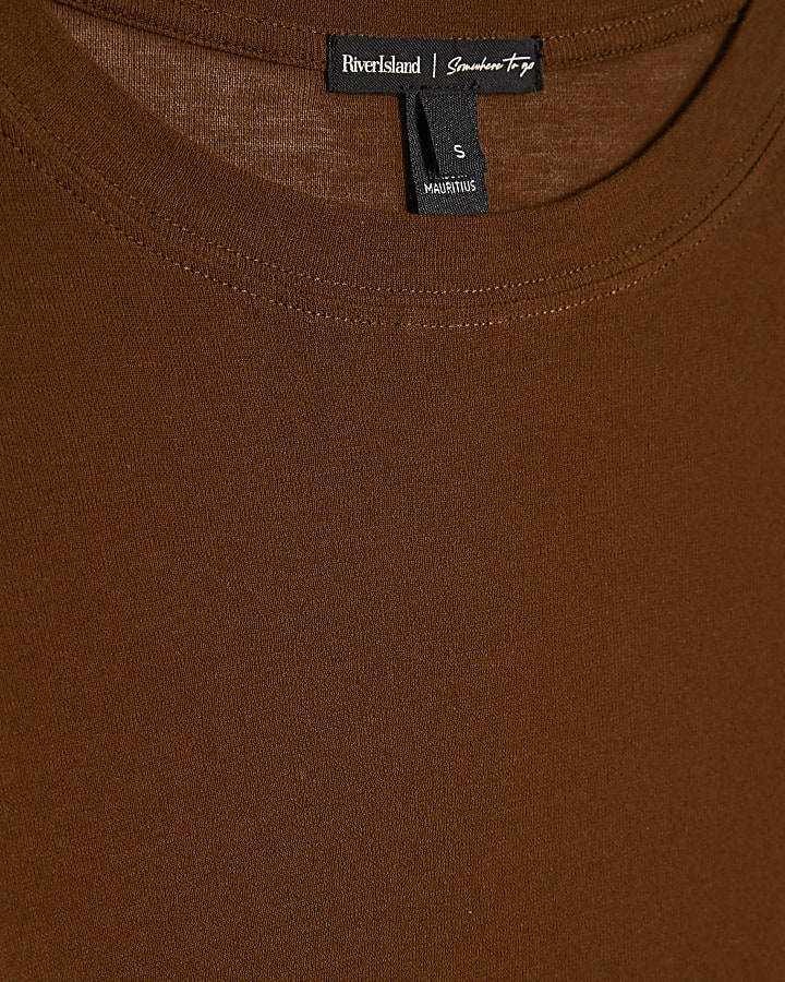 Brown Semi Sheer Long Sleeve Top