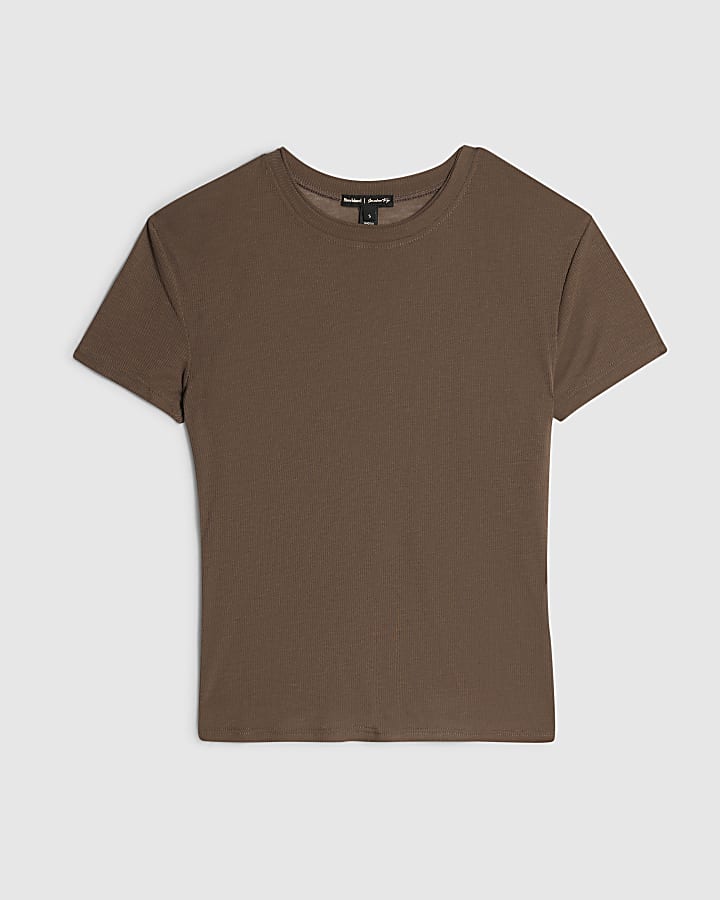 Khaki Semi Sheer Short Sleeve Top
