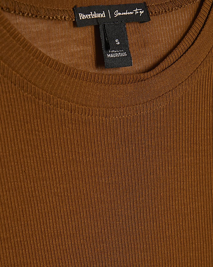 Brown Semi Sheer Short Sleeve Top