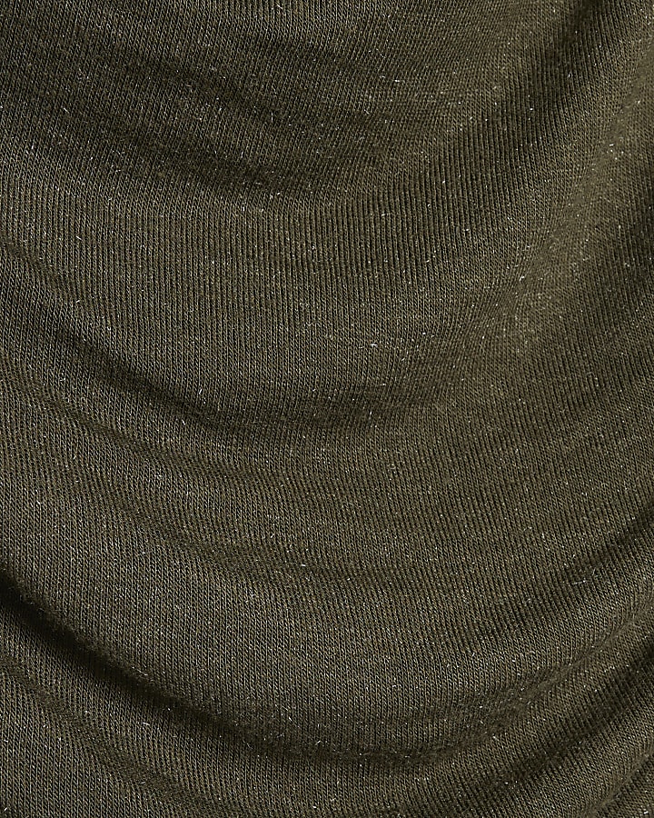 Khaki Long Sleeve Drape Layered Top