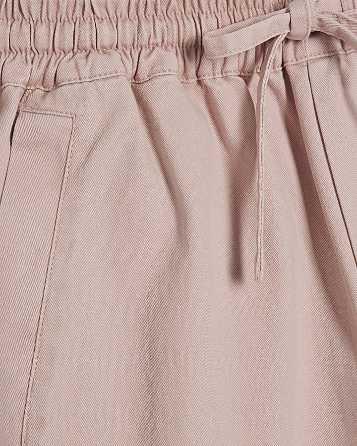 Pink Denim Elasticated Tapered Trousers