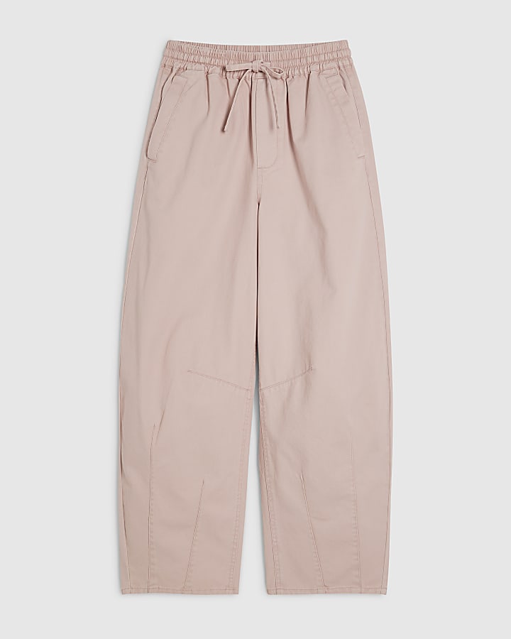 Pink Denim Elasticated Tapered Trousers