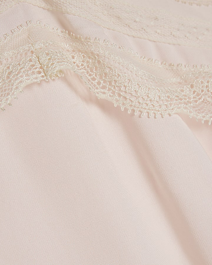 Pink Lace Trim Cami Top