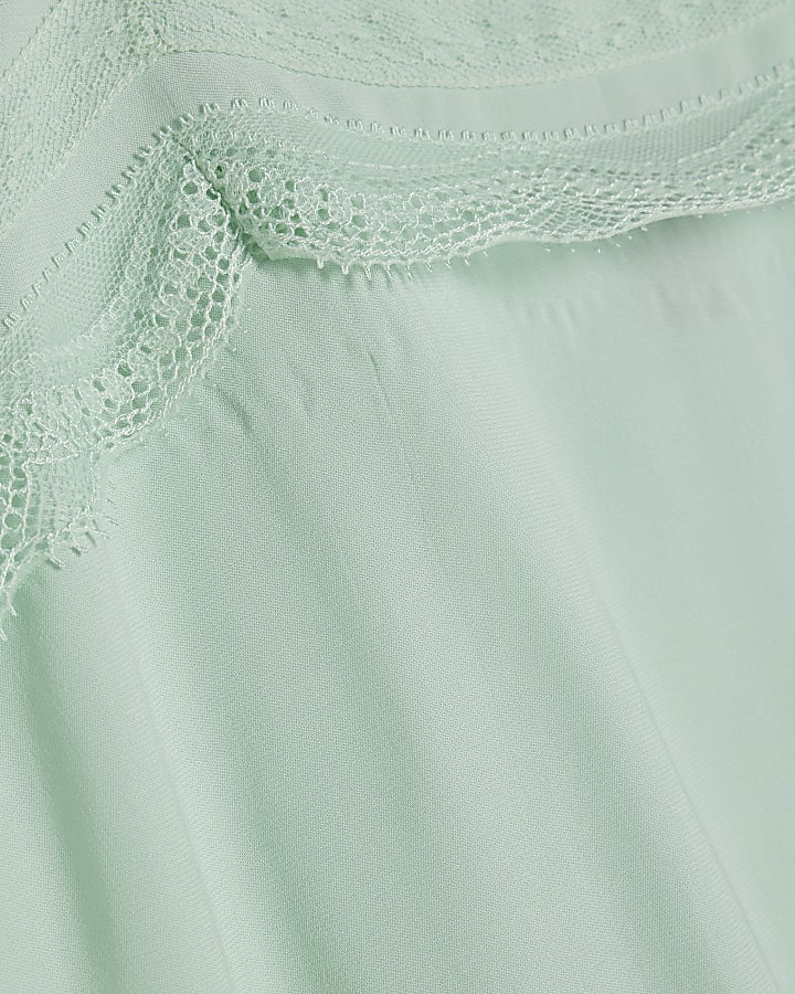 Green Lace Trim Cami Top