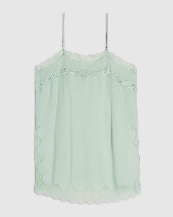 Green Lace Trim Cami Top