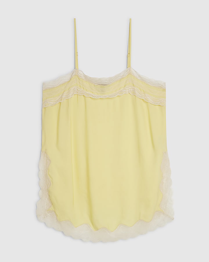 Yellow Lace Trim Cami Top