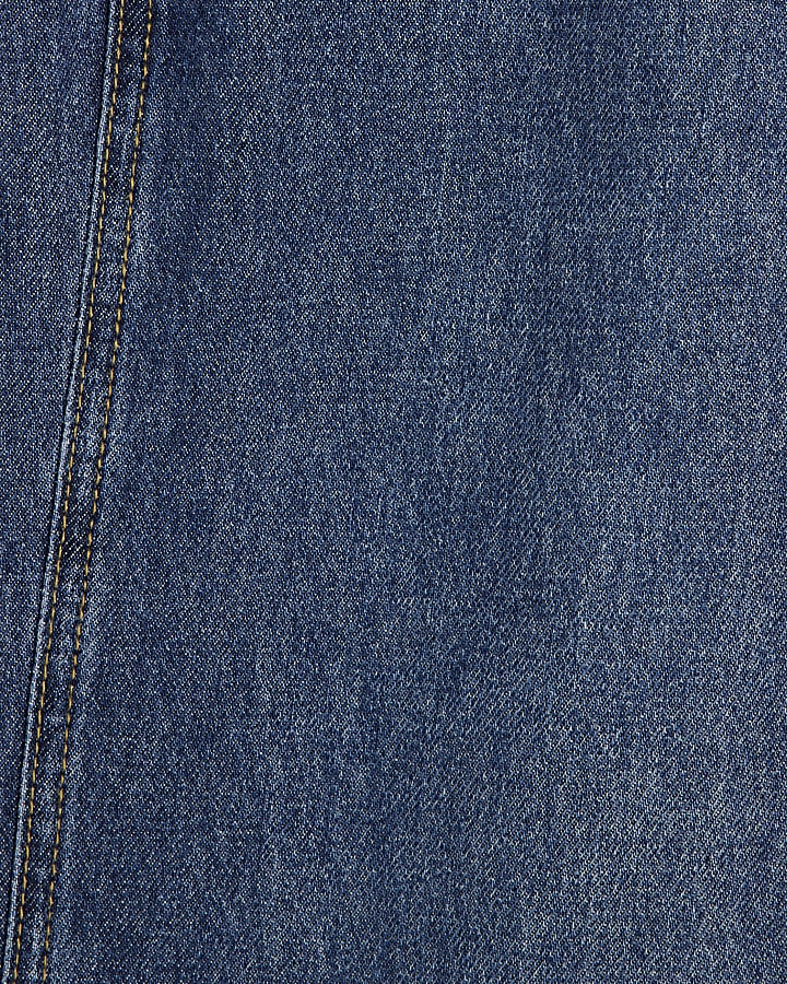 Blue Tailored Wide Leg Jeans