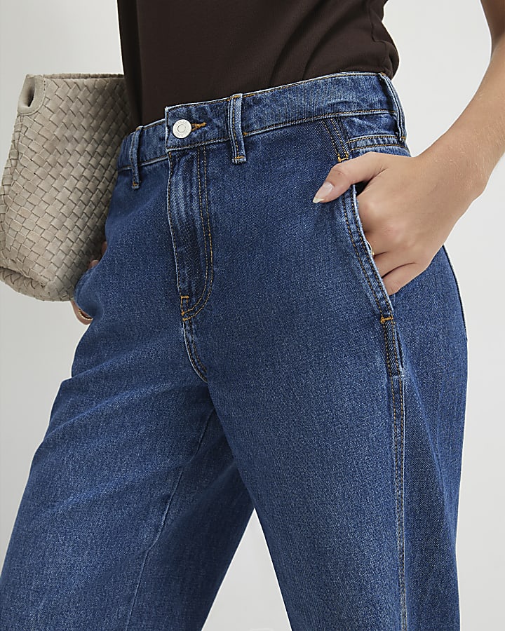 Blue Tailored Wide Leg Jeans