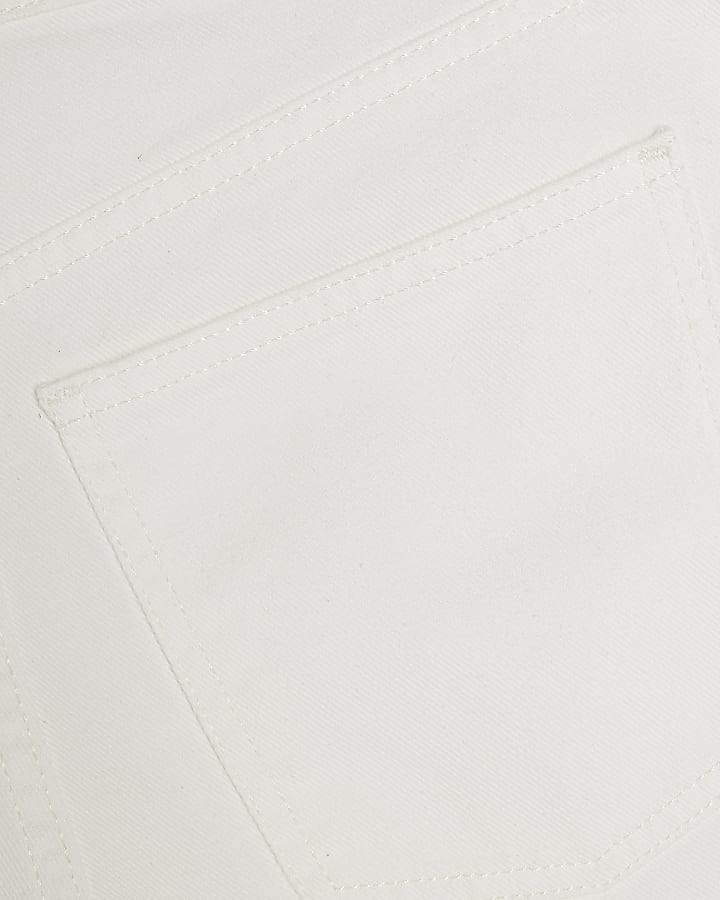 White Pleat Wide Leg Jeans