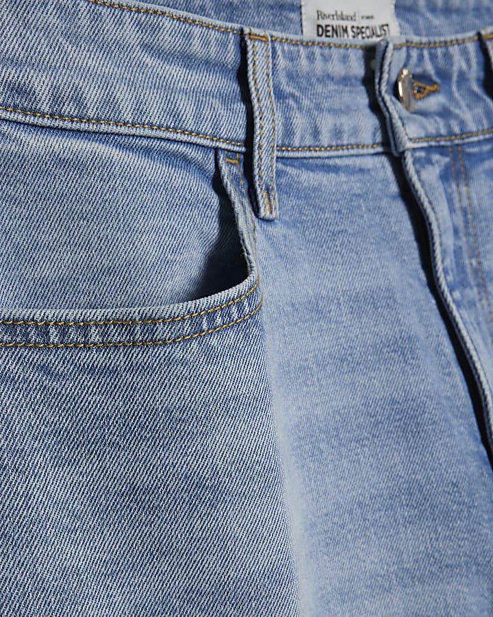 Blue Crease Front Kick Flare Jeans