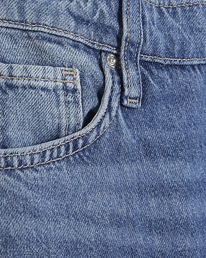 Blue Elastic Back Wide Leg Jeans