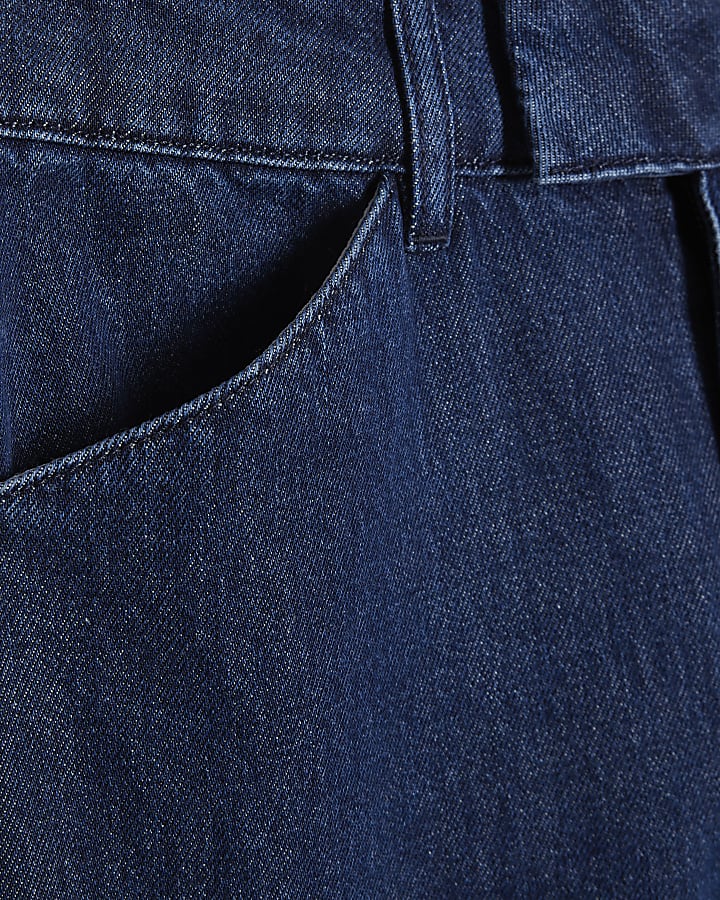 Blue Tab Front Tailored Wide Leg Jeans
