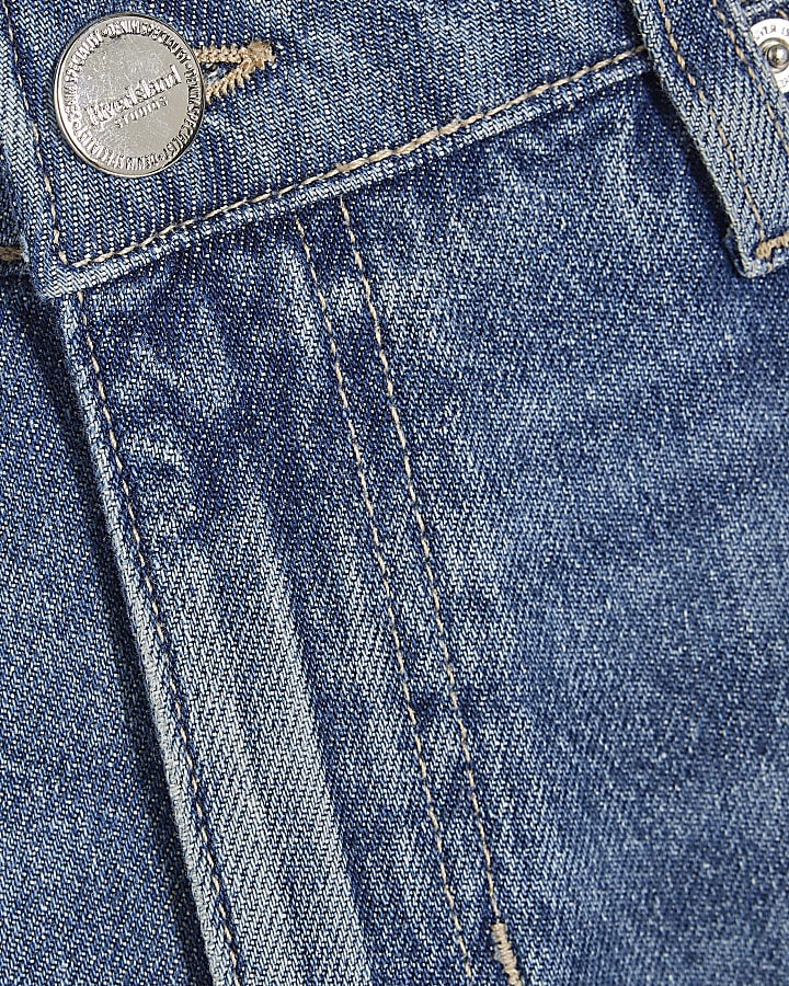 Petite Blue Elastic Back Wide Leg Jeans