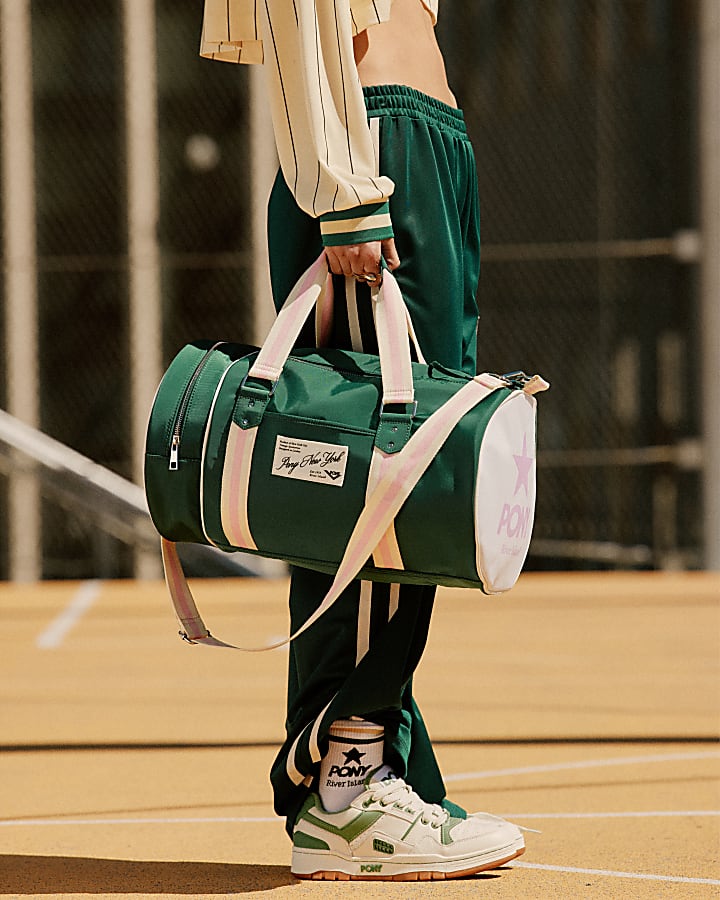 Green Pony Tube Webbing Barrell Bag