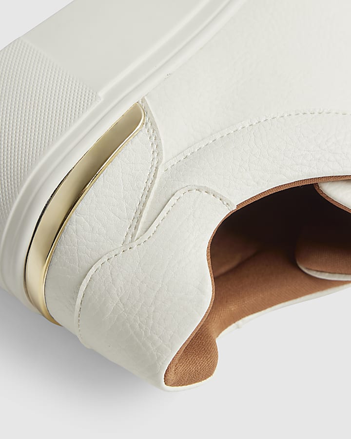 White Flatform Lace Up Trainers