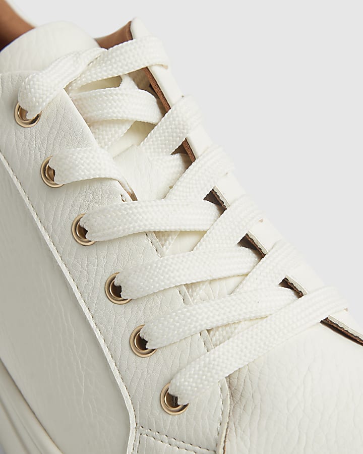 White Flatform Lace Up Trainers