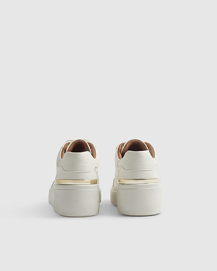 White Flatform Lace Up Trainers